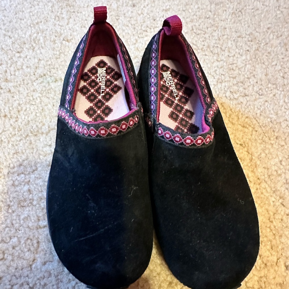 Merrell Black Slip-On Shoes with Pink Accents